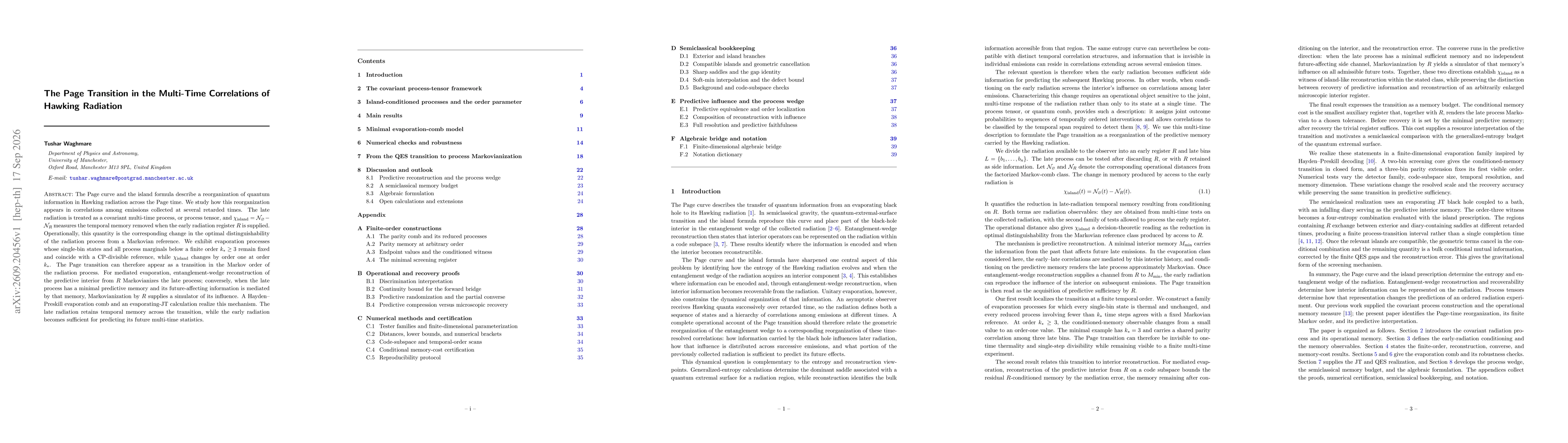 Thumbnail for The Page Transition in the Multi-Time Correlations of Hawking Radiation