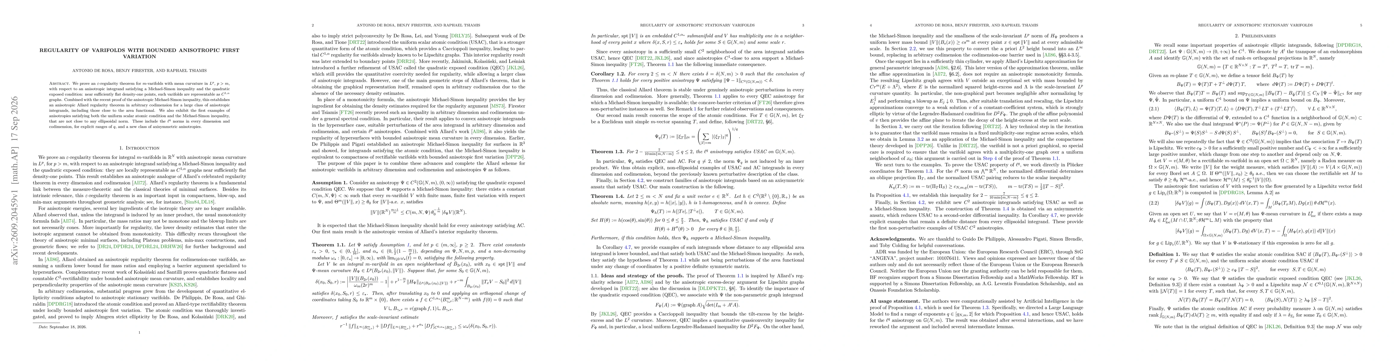 Thumbnail for Regularity of varifolds with bounded anisotropic first variation