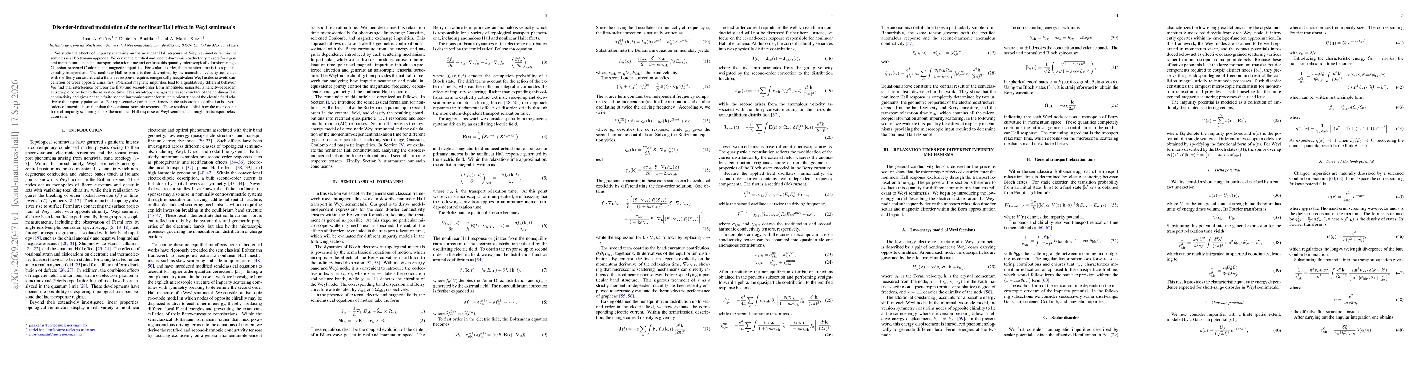 Thumbnail for Disorder-induced modulation of the nonlinear Hall effect in Weyl semimetals