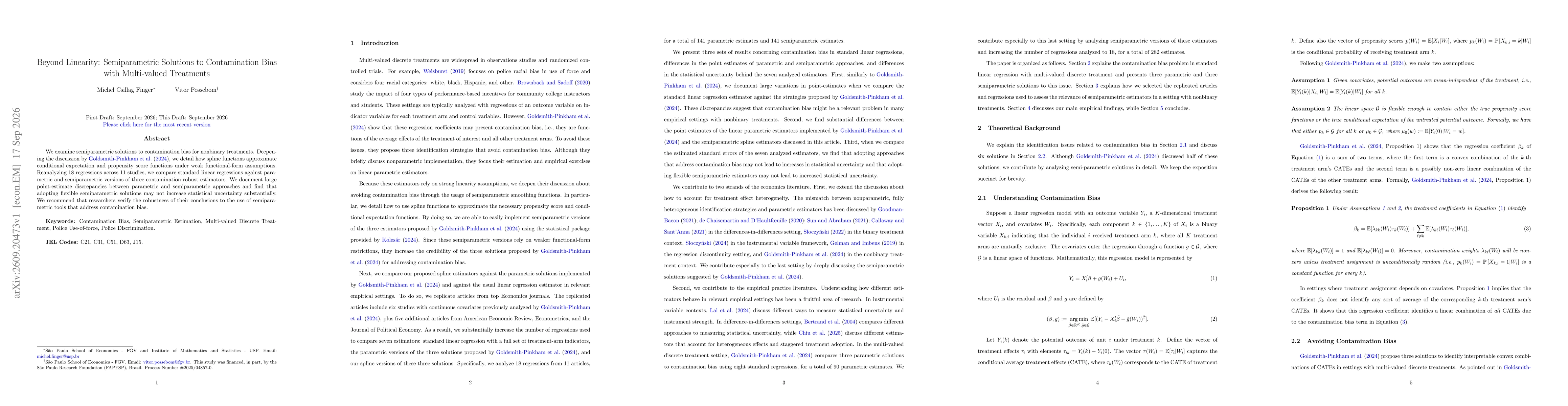 Thumbnail for Beyond Linearity: Semiparametric Solutions to Contamination Bias with Multi-valued Treatments