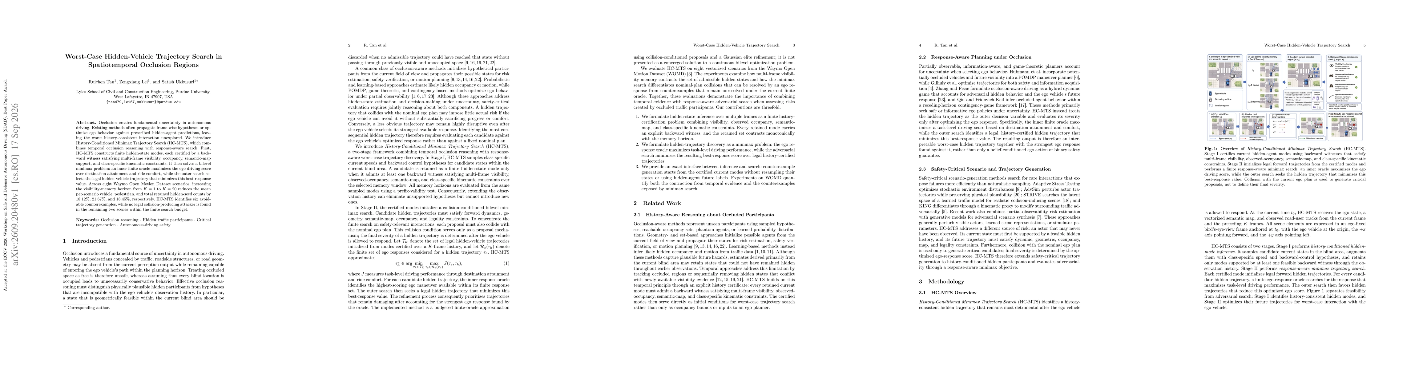 Thumbnail for Worst-Case Hidden-Vehicle Trajectory Search in Spatiotemporal Occlusion Regions