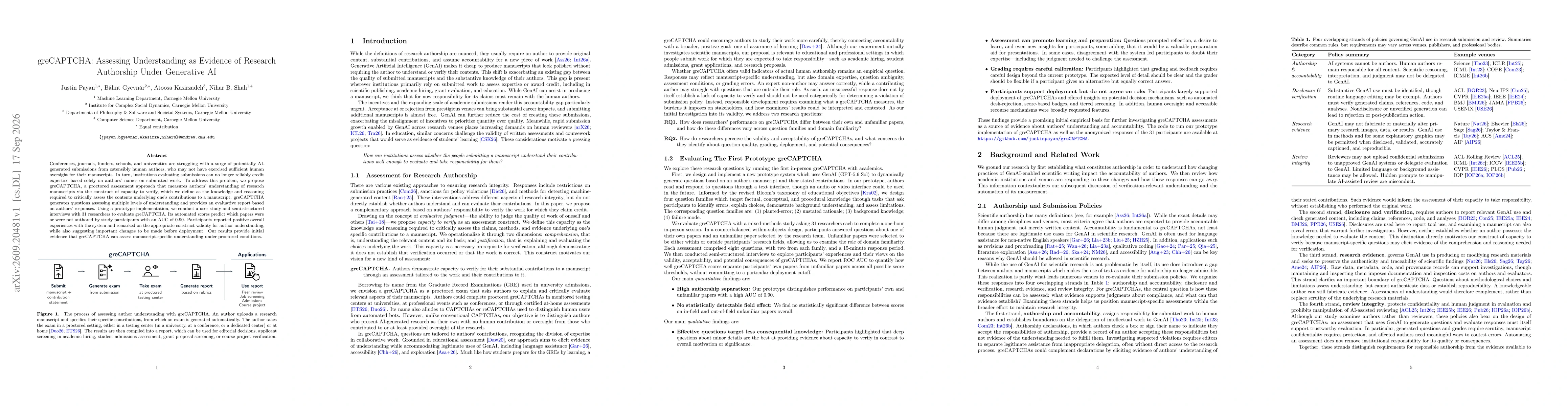 Thumbnail for greCAPTCHA: Assessing Understanding as Evidence of Research Authorship Under Generative AI