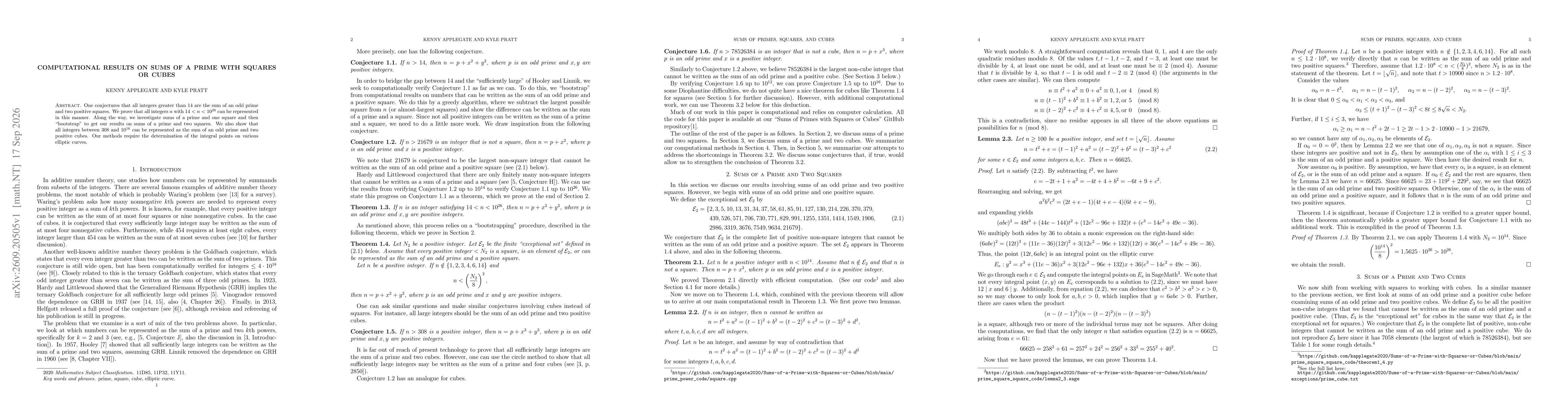 Thumbnail for Computational results on sums of a prime with squares or cubes