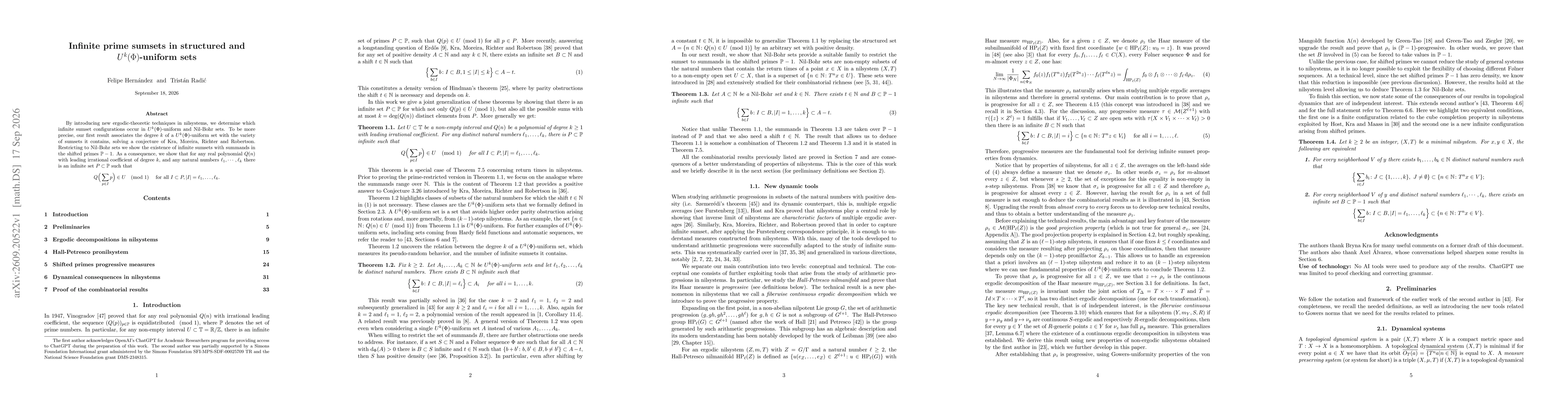 Thumbnail for Infinite prime sumsets in structured and $U^k(Φ)$-uniform sets