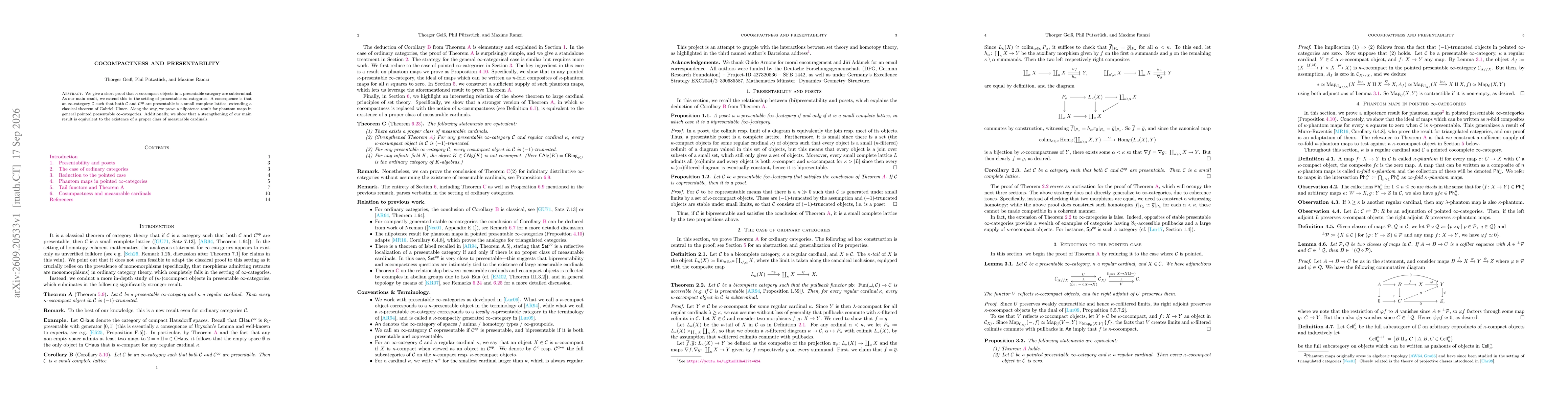 Thumbnail for Cocompactness and Presentability