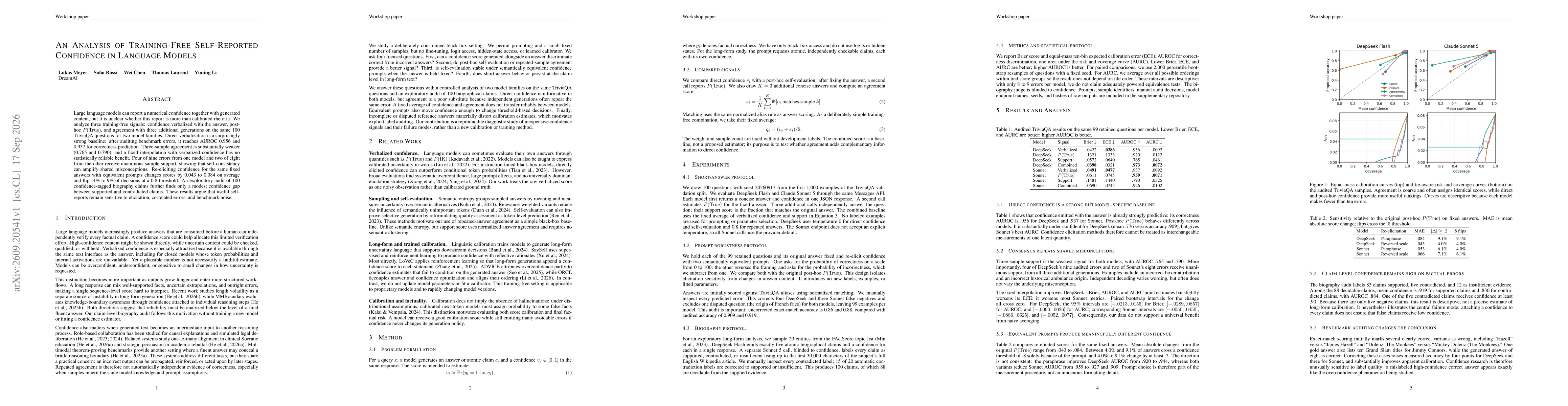 Thumbnail for An Analysis of Training-Free Self-Reported Confidence in Language Models