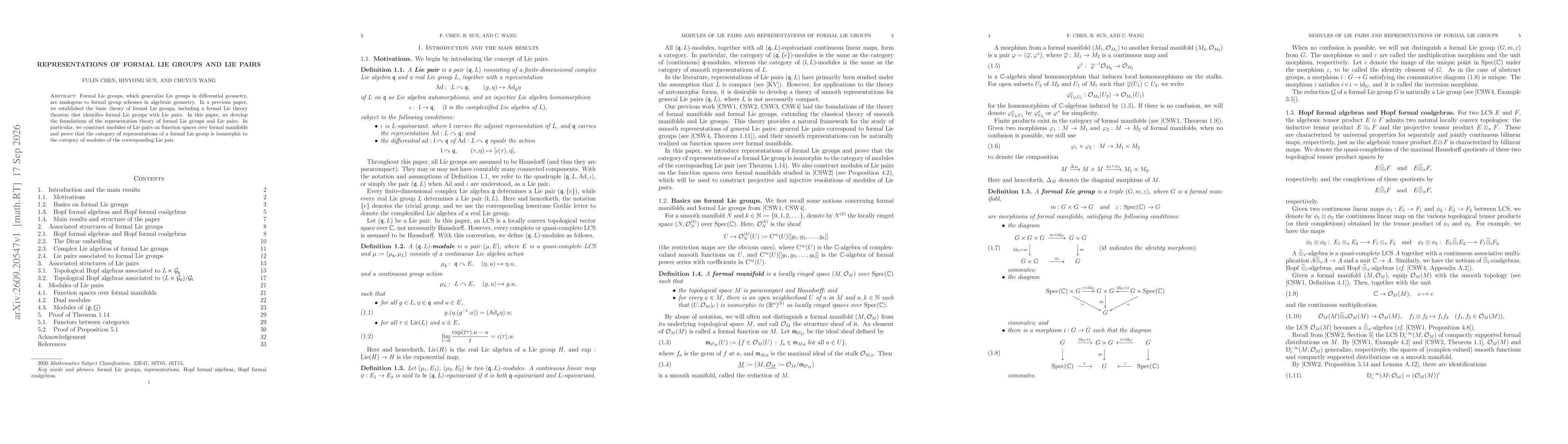 Thumbnail for Representations of formal Lie groups and Lie pairs