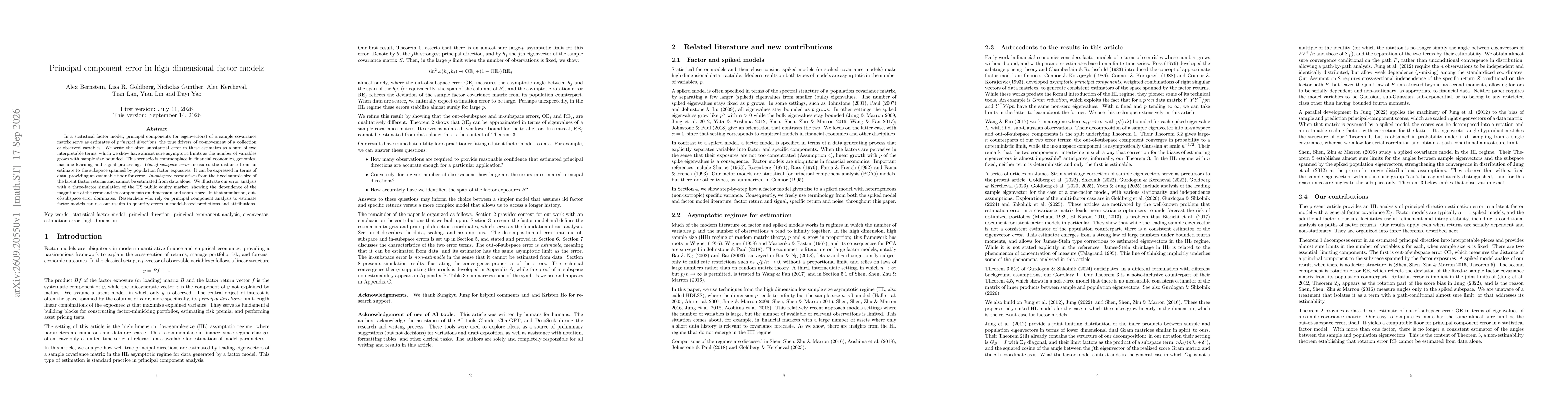 Thumbnail for Principal component error in high-dimensional factor models