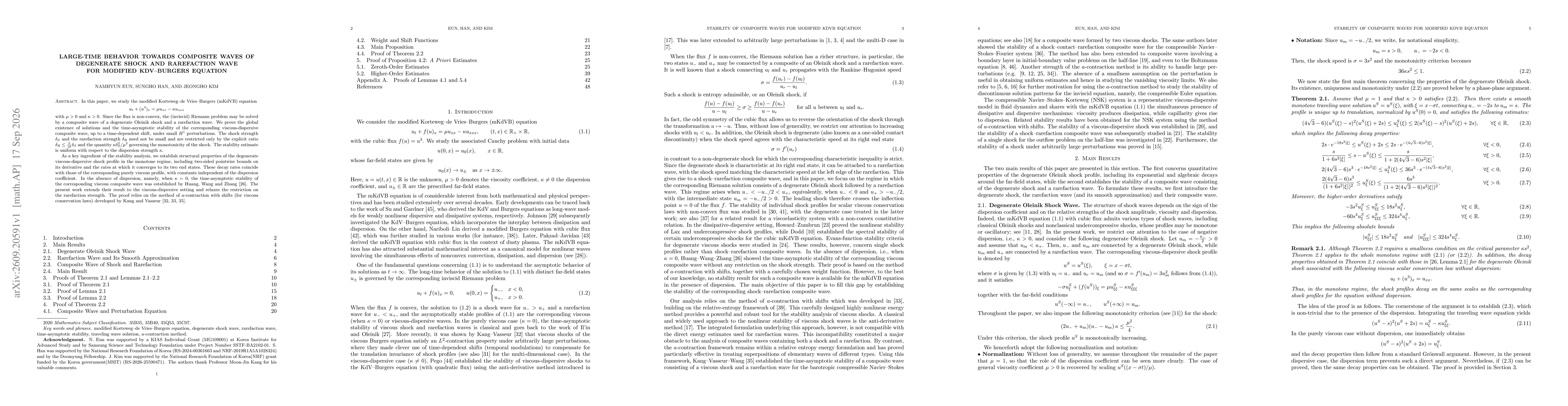Thumbnail for Large-Time Behavior towards Composite Waves of Degenerate Shock and Rarefaction Wave for Modified KdV-Burgers Equation