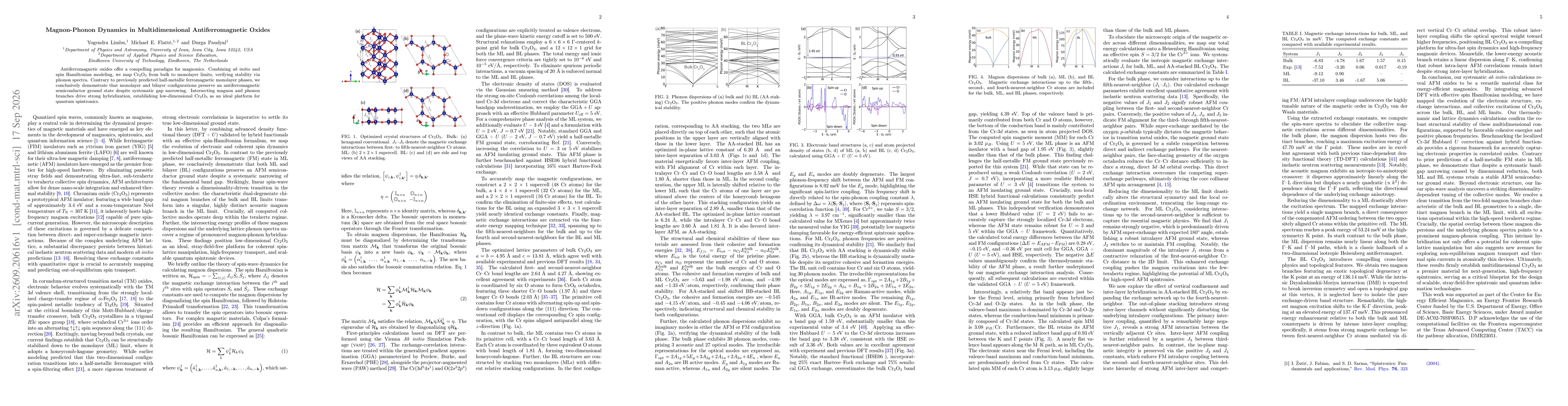 Thumbnail for Magnon-Phonon Dynamics in Multidimensional Antiferromagnetic Oxides