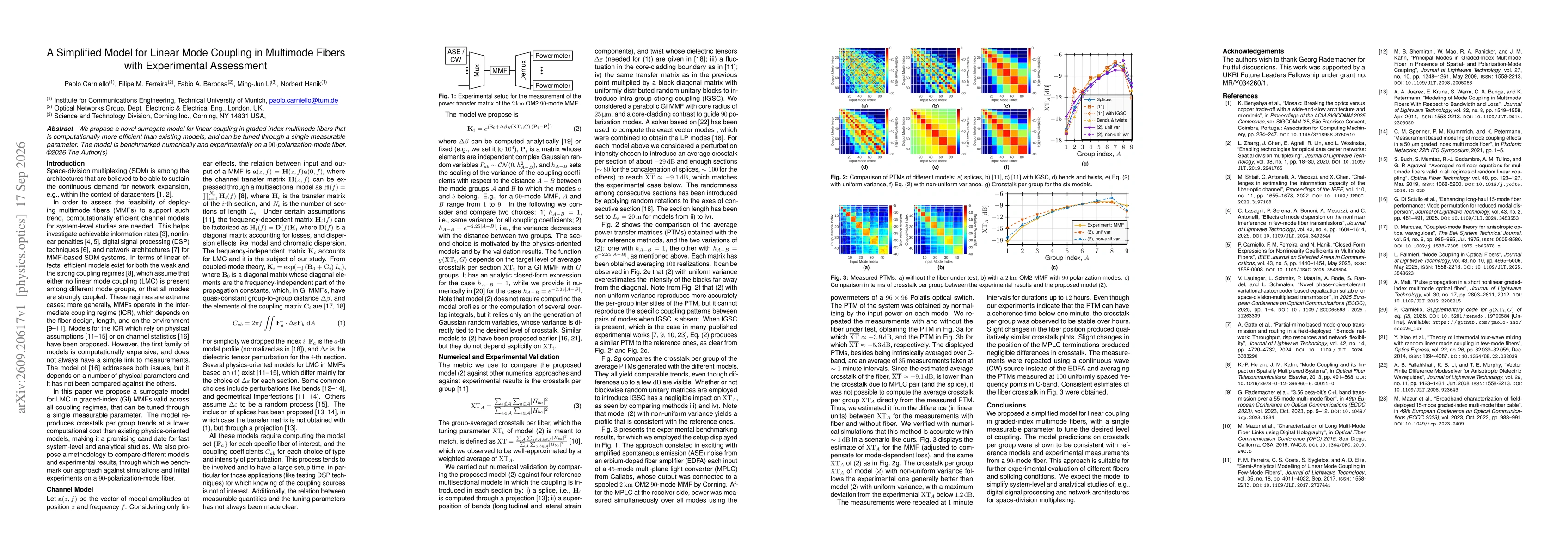 Thumbnail for A Simplified Model for Linear Mode Coupling in Multimode Fibers with Experimental Assessment