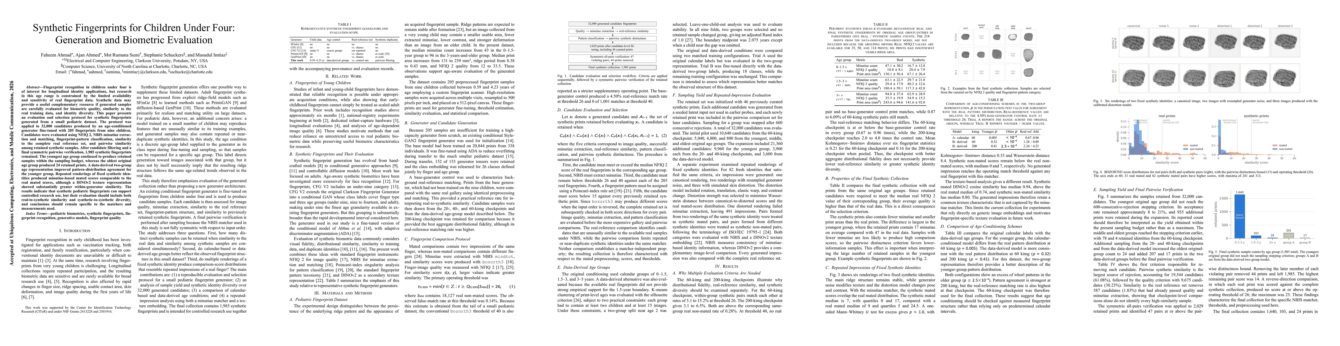 Thumbnail for Synthetic Fingerprints for Children Under Four: Generation and Biometric Evaluation