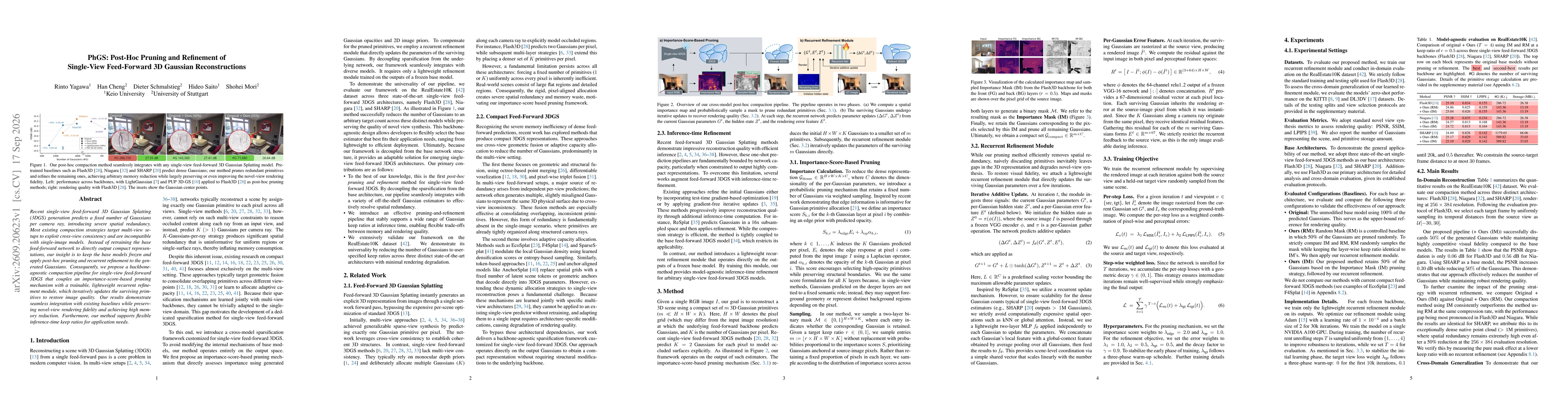 Thumbnail for PhGS: Post-Hoc Pruning and Refinement of Single-View Feed-Forward 3D Gaussian Reconstructions