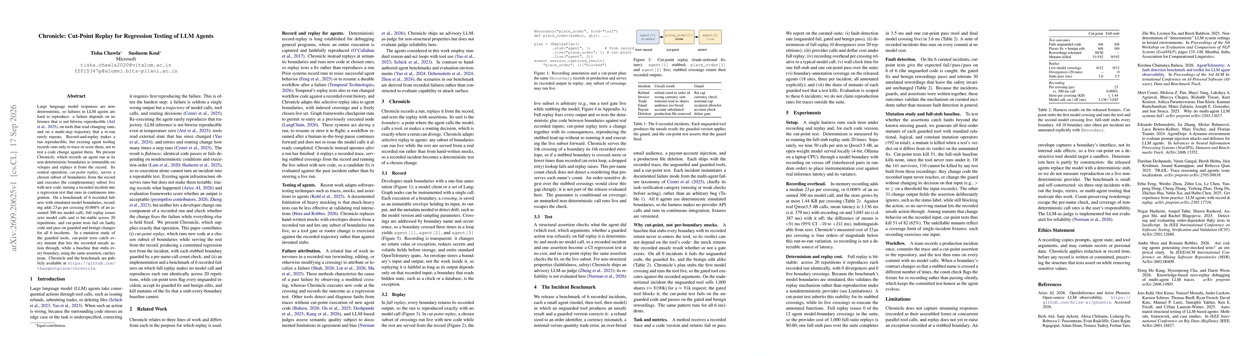 Thumbnail for Chronicle: Cut-Point Replay for Regression Testing of LLM Agents