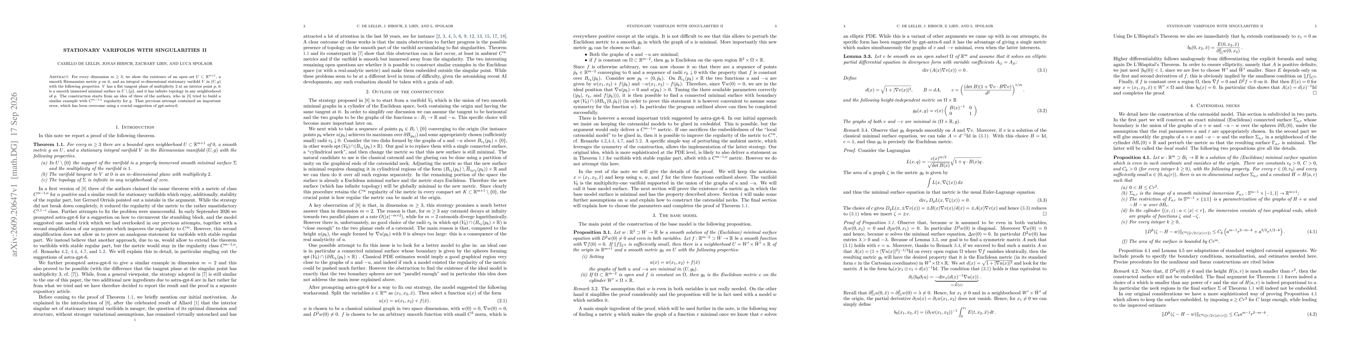 Thumbnail for Stationary varifolds with singularities II