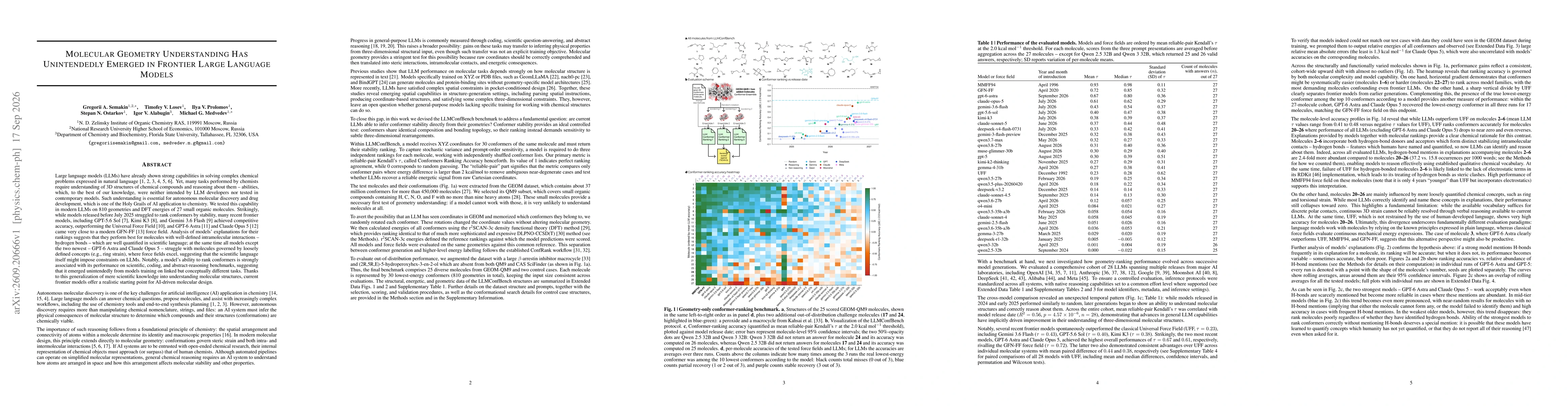 Thumbnail for Molecular Geometry Understanding Has Unintendedly Emerged in Frontier Large Language Models