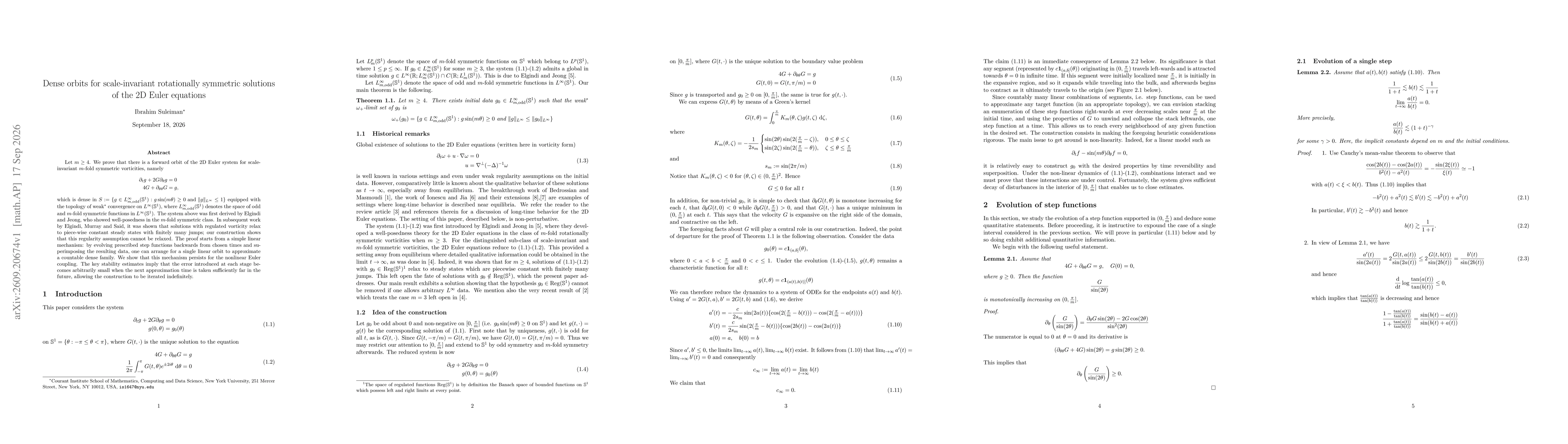 Thumbnail for Dense orbits for scale-invariant rotationally symmetric solutions of the 2D Euler equations