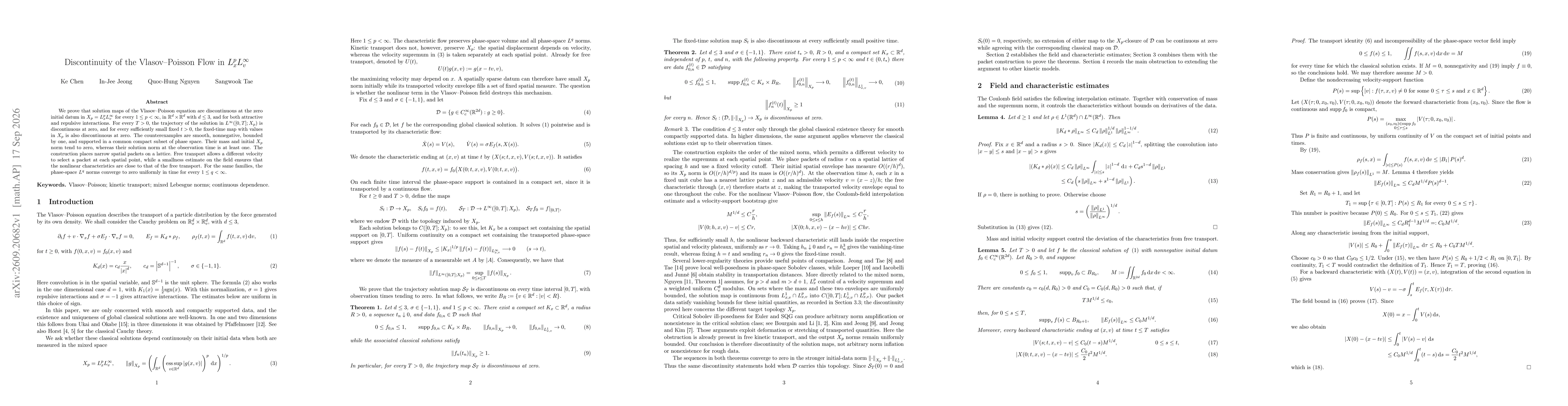 Thumbnail for Discontinuity of the Vlasov--Poisson Flow in $L_x^pL_v^\infty$