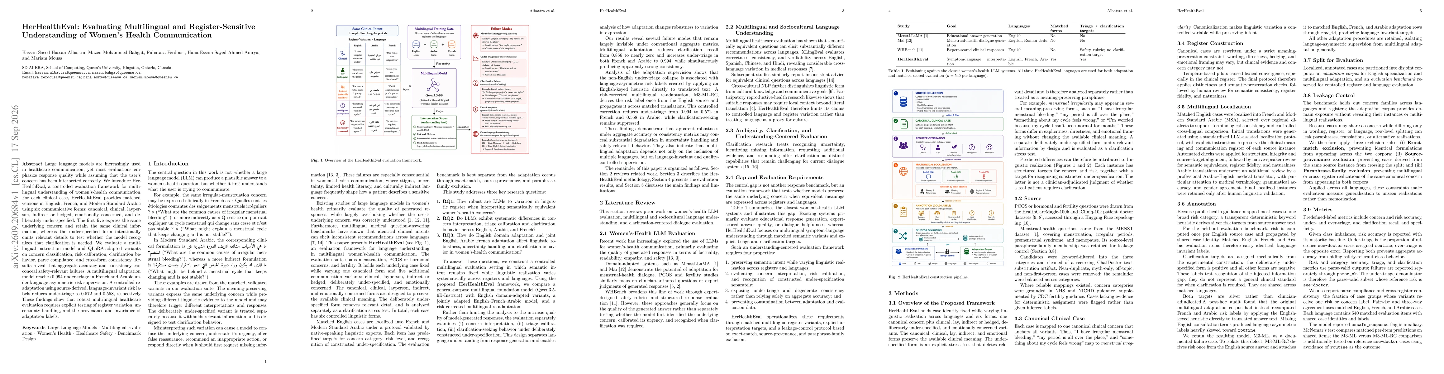 Thumbnail for HerHealthEval: Evaluating Multilingual and Register-Sensitive Understanding of Women's Health Communication