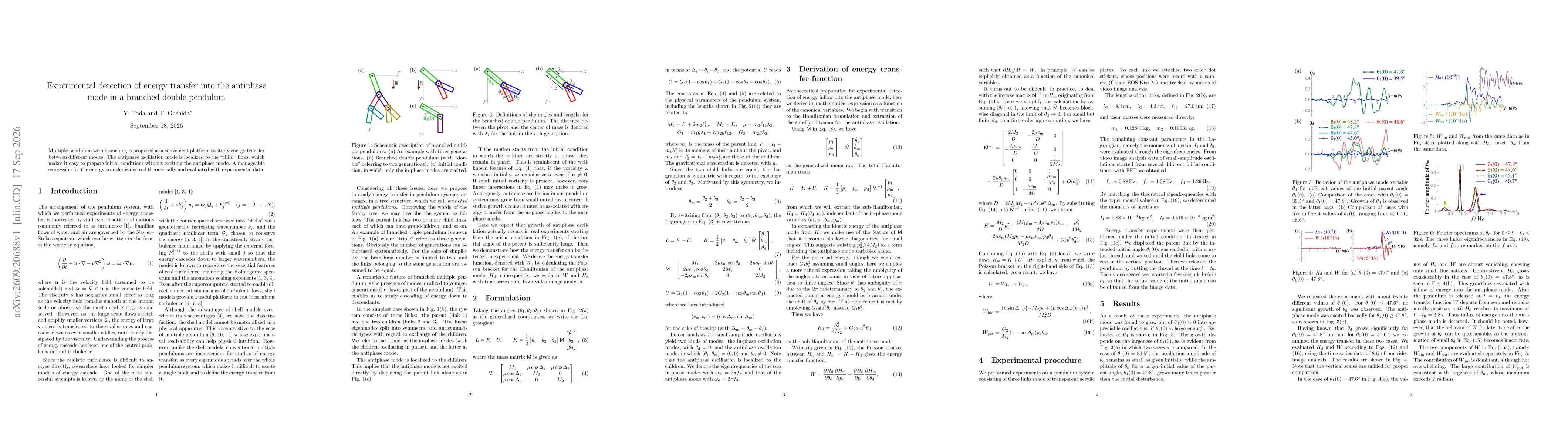 Thumbnail for Experimental detection of energy transfer into the antiphase mode in a branched double pendulum