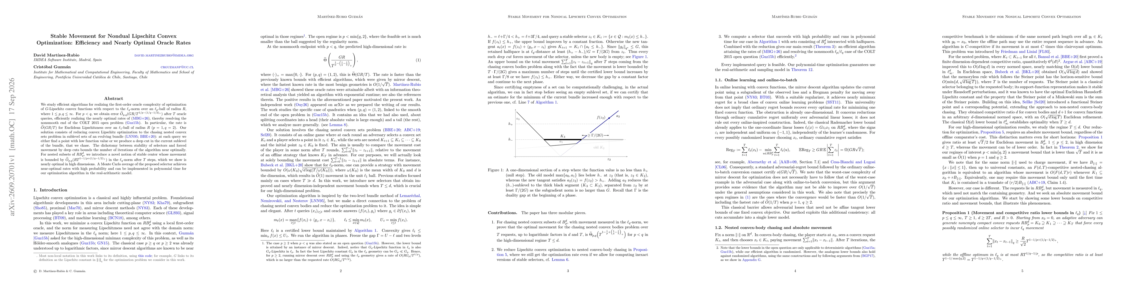 Thumbnail for Stable Movement for Nondual Lipschitz Convex Optimization: Efficiency and Nearly Optimal Oracle Rates