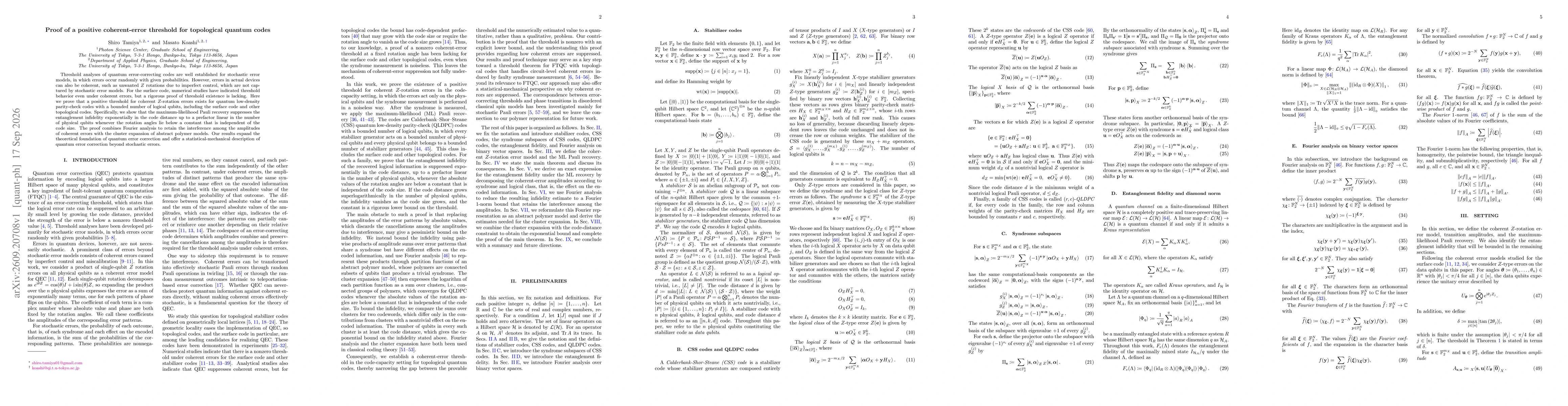 Thumbnail for Proof of a positive coherent-error threshold for topological quantum codes