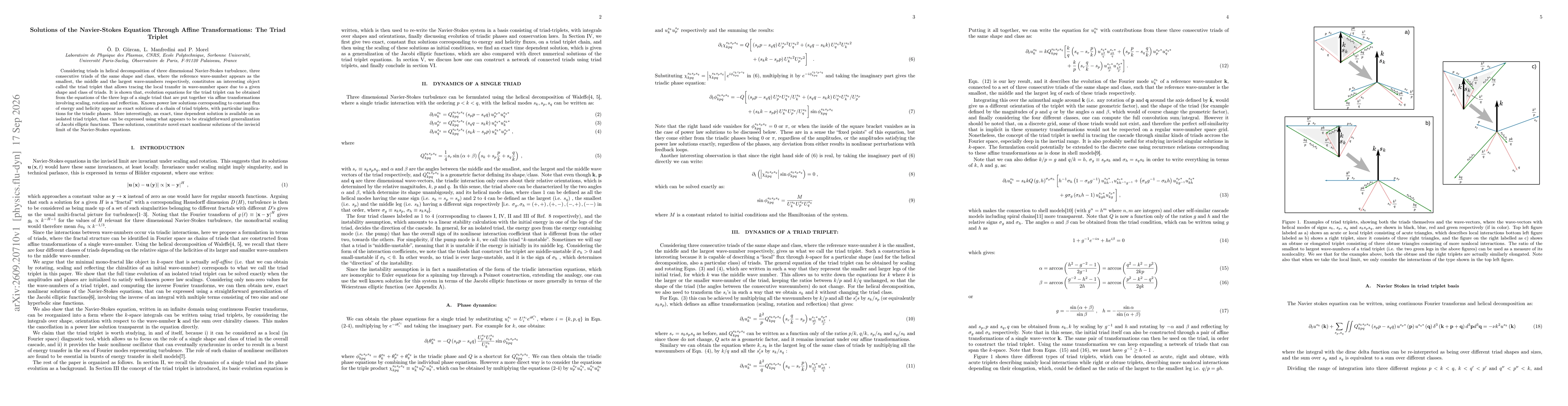 Thumbnail for Solutions of the Navier-Stokes Equation Through Affine Transformations: The Triad Triplet