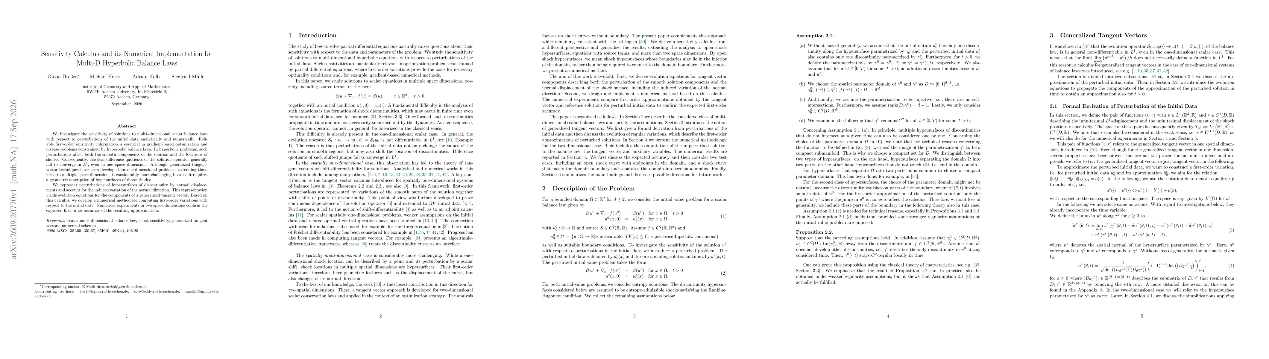 Thumbnail for Sensitivity Calculus and its Numerical Implementation for Multi-D Hyperbolic Balance Laws
