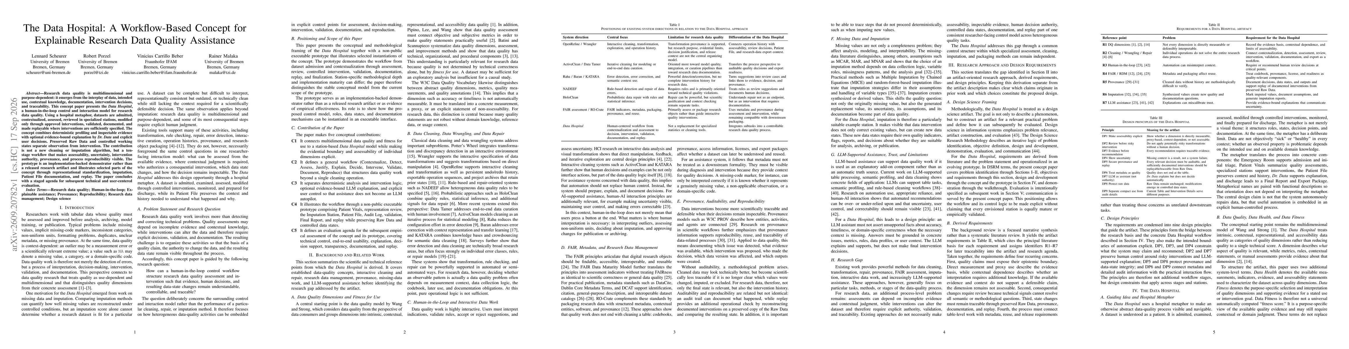 Thumbnail for The Data Hospital: A Workflow-Based Concept for Explainable Research Data Quality Assistance