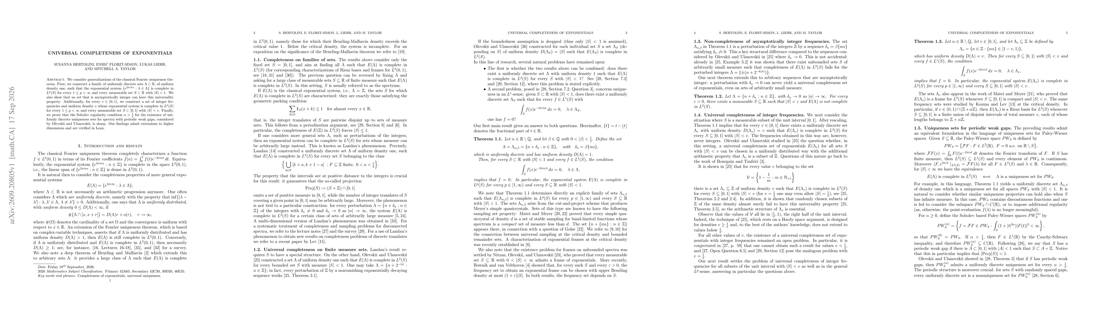 Thumbnail for Universal completeness of exponentials