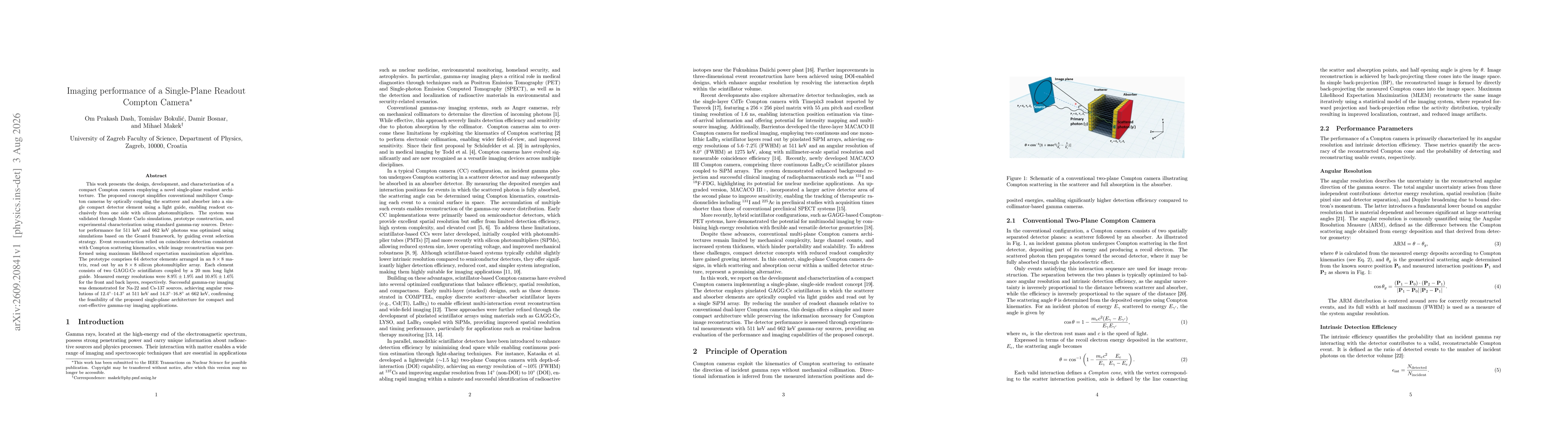 Thumbnail for Imaging performance of a Single-Plane Readout Compton Camera
