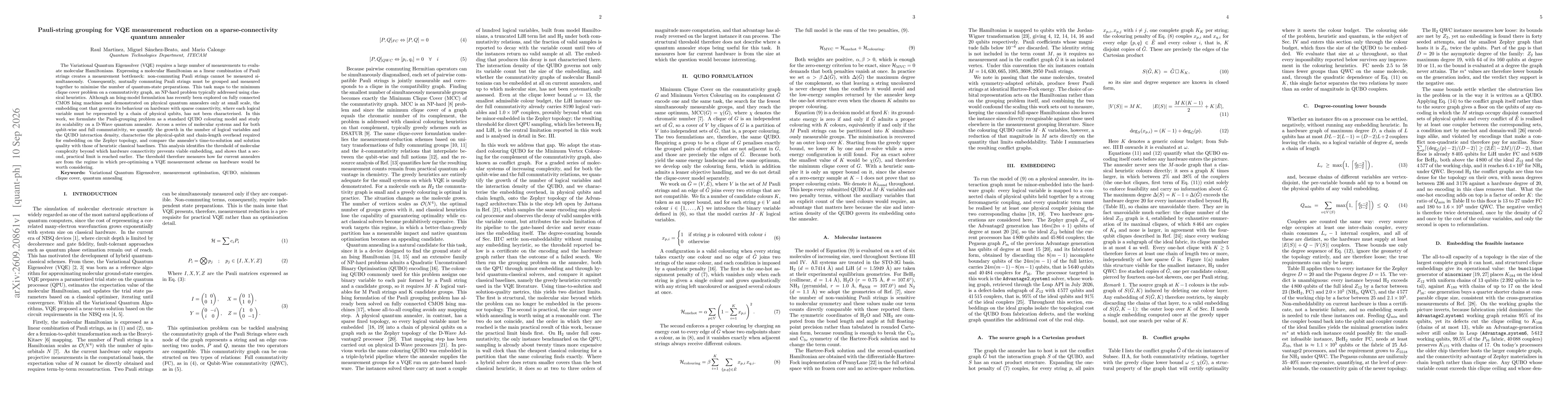 Thumbnail for Pauli-string grouping for VQE measurement reduction on a sparse-connectivity quantum annealer