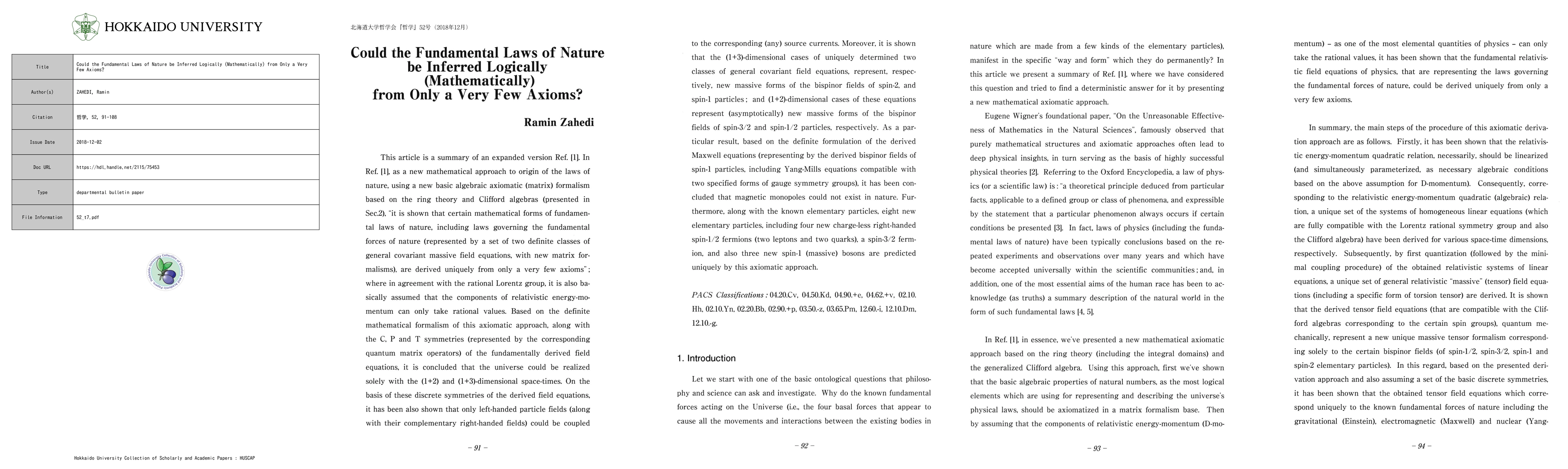 Thumbnail for Could the Fundamental Laws of Nature be Inferred Mathematically from Only Few Axioms?
