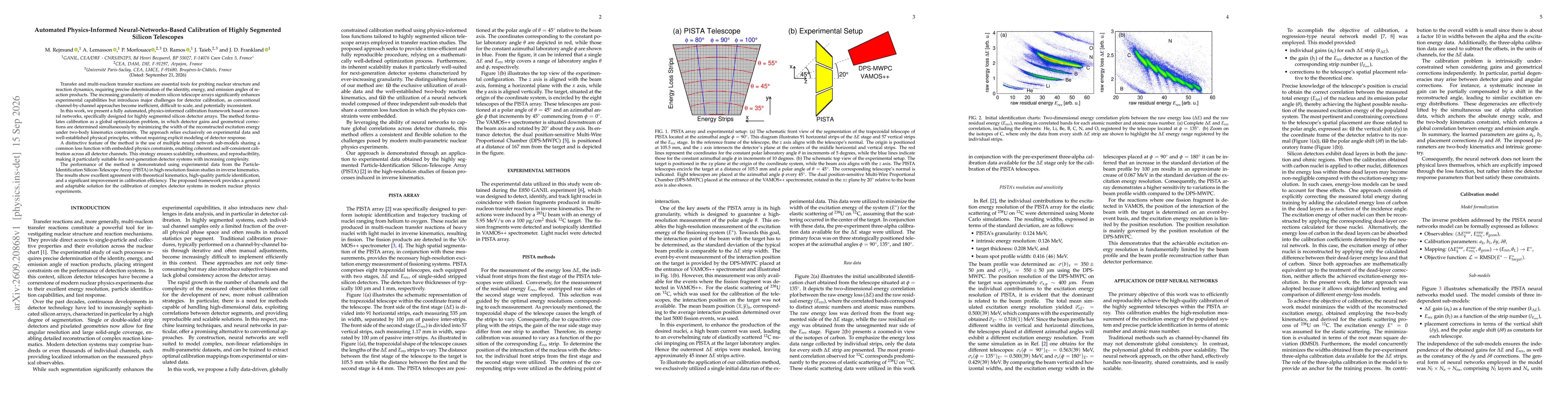 Thumbnail for Automated Physics-Informed Neural-Networks-Based Calibration of Highly Segmented Silicon Telescopes