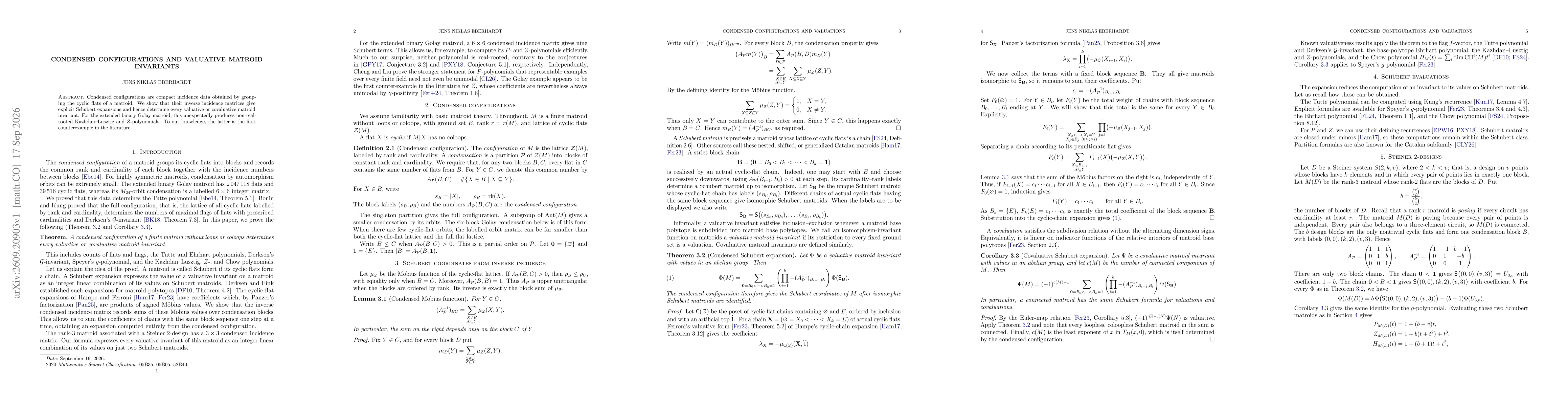 Thumbnail for Condensed configurations and valuative matroid invariants