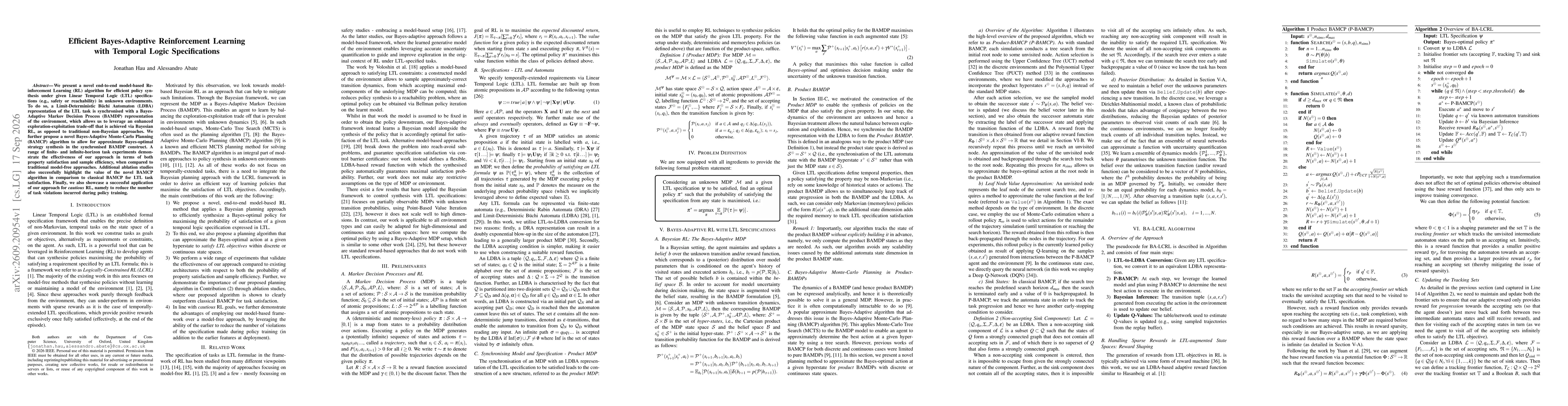 Thumbnail for Efficient Bayes-Adaptive Reinforcement Learning with Temporal Logic Specifications