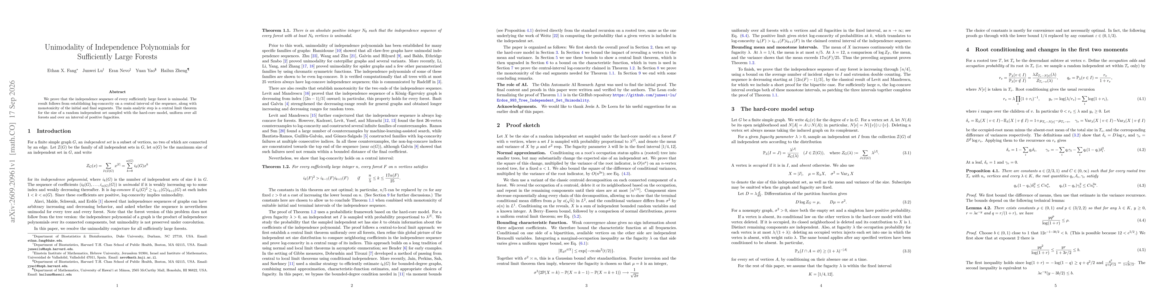 Thumbnail for Unimodality of Independence Polynomials for Sufficiently Large Forests