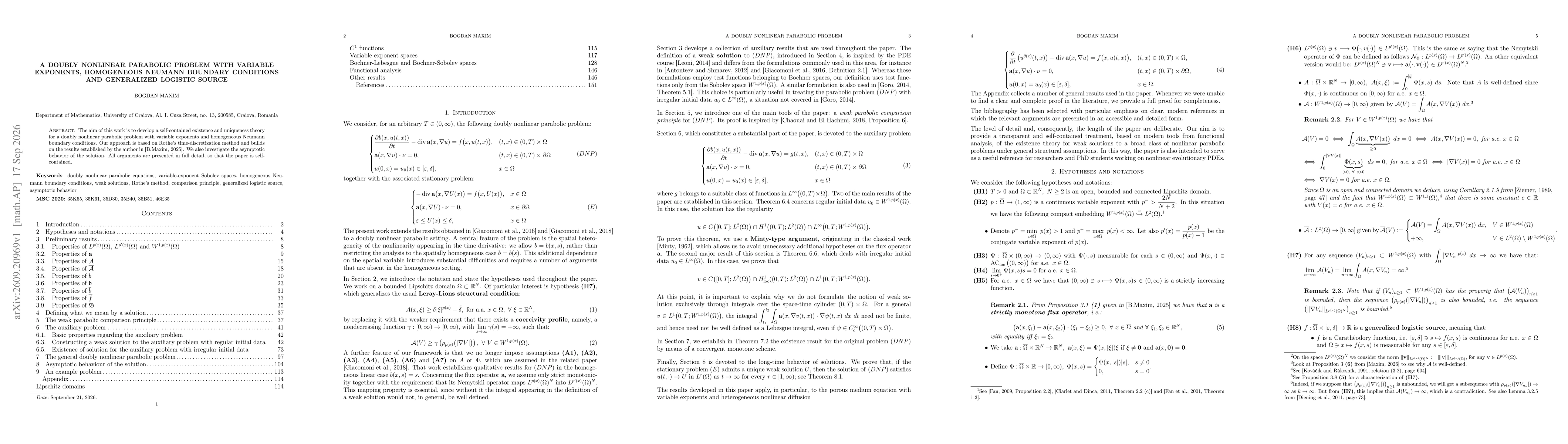 Thumbnail for A doubly nonlinear parabolic problem with variable exponents, homogeneous Neumann boundary conditions and generalized logistic source