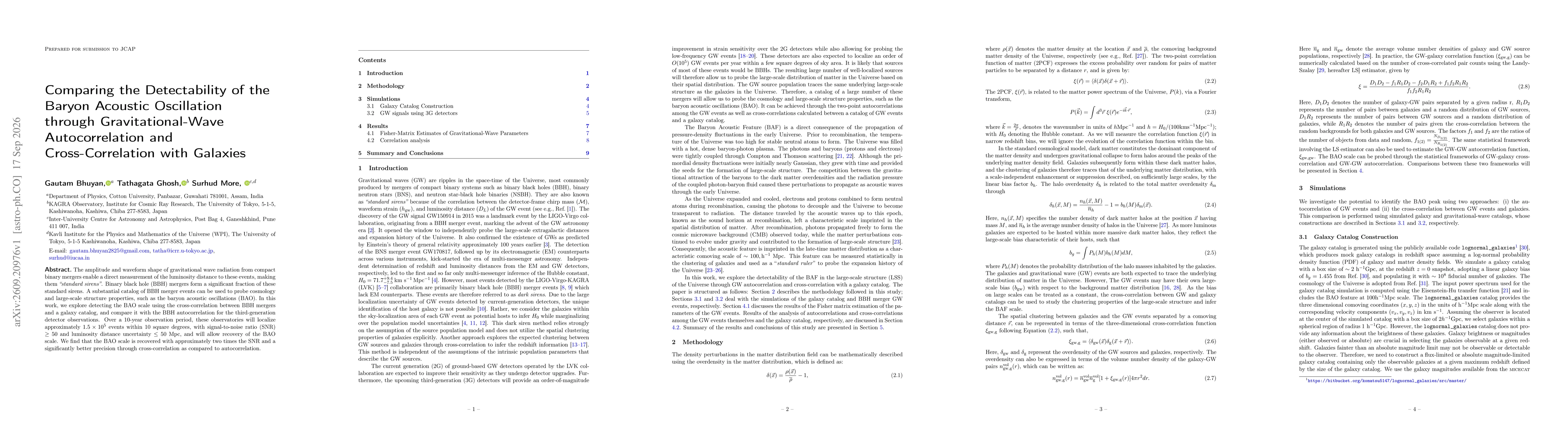 Thumbnail for Comparing the Detectability of the Baryon Acoustic Oscillation through Gravitational-Wave Autocorrelation and Cross-Correlation with Galaxies