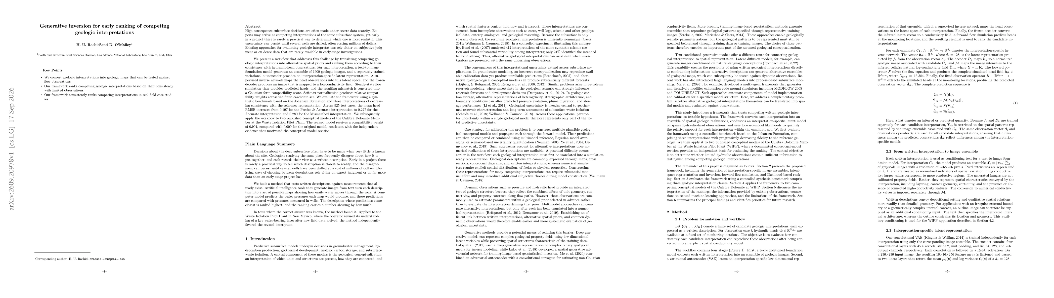 Thumbnail for Generative inversion for early ranking of competing geologic interpretations