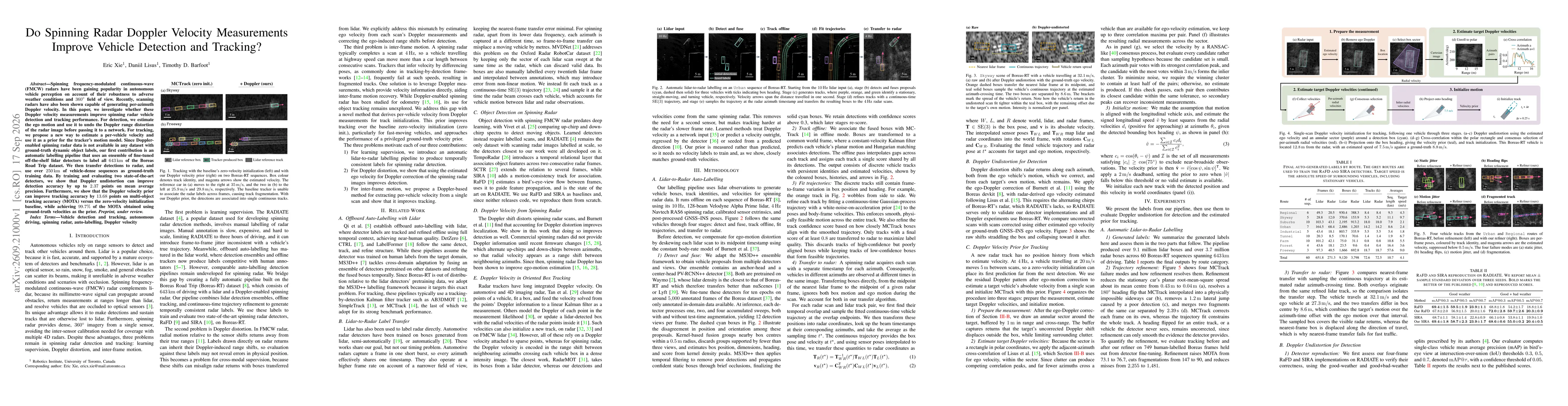 Thumbnail for Do Spinning Radar Doppler Velocity Measurements Improve Vehicle Detection and Tracking?