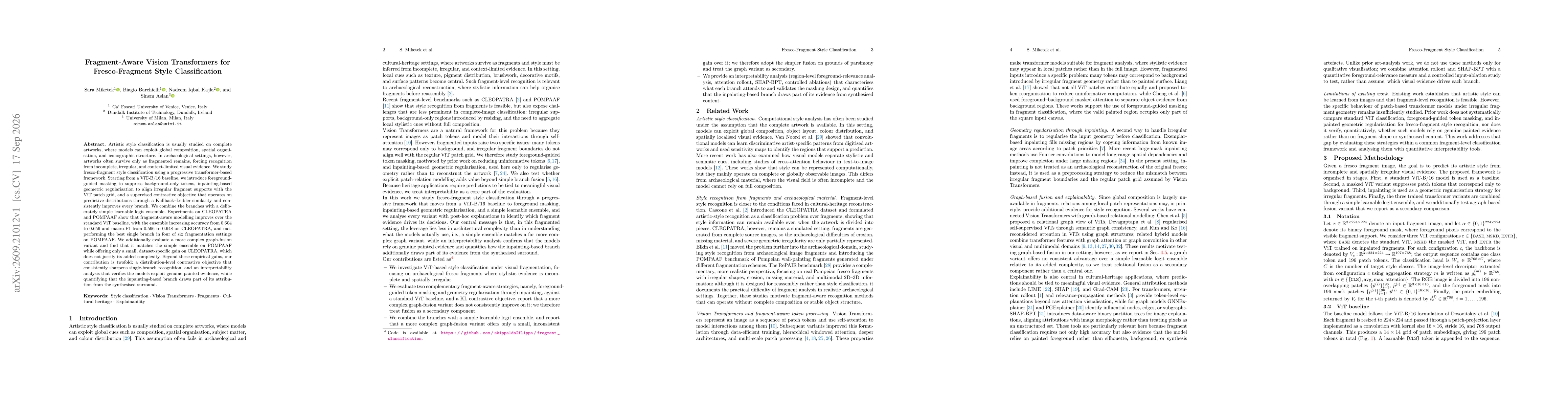 Thumbnail for Fragment-Aware Vision Transformers for Fresco-Fragment Style Classification