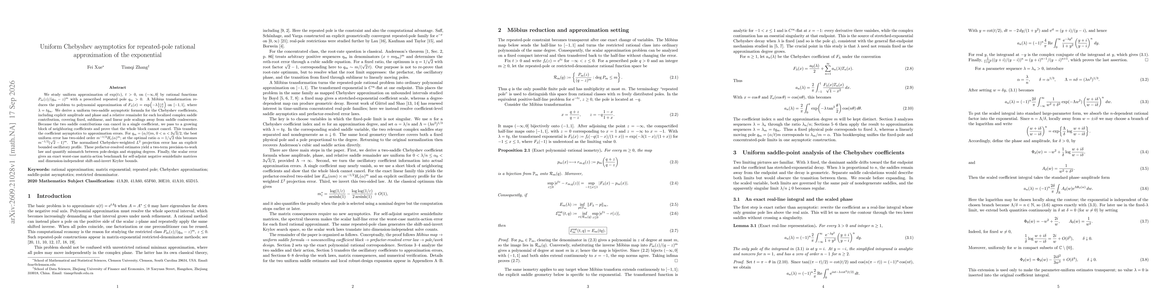 Thumbnail for Uniform Chebyshev asymptotics for repeated-pole rational approximation of the exponential