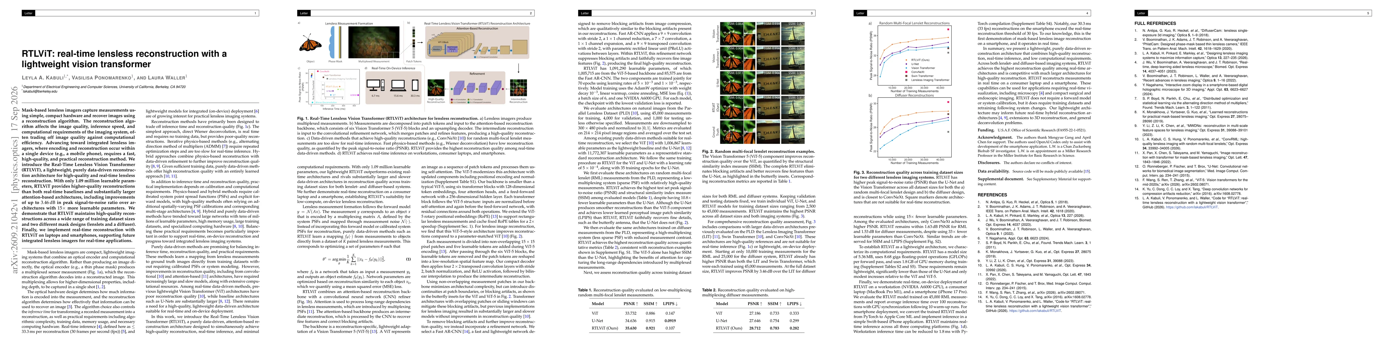 Thumbnail for RTLViT: real-time lensless reconstruction with a lightweight vision transformer