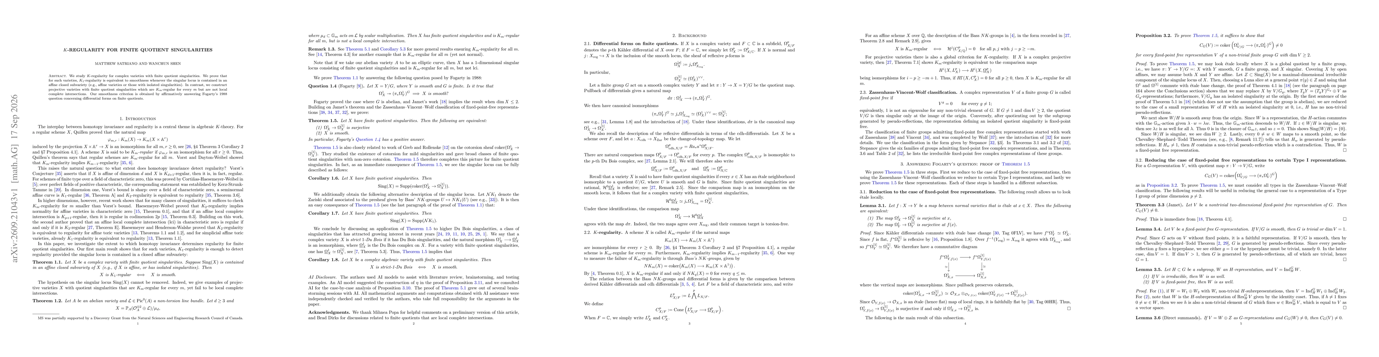 Thumbnail for $K$-regularity for finite quotient singularities