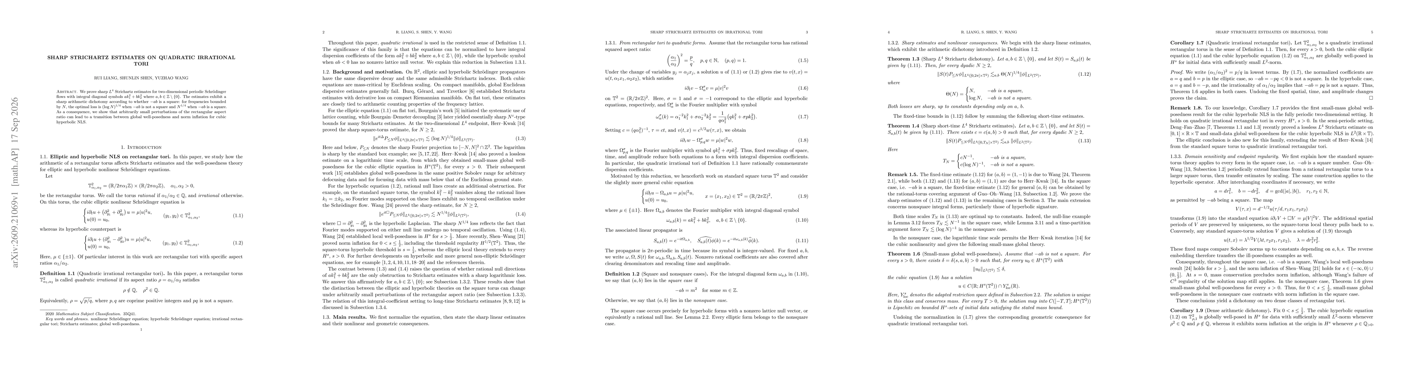 Thumbnail for Sharp Strichartz estimates on quadratic irrational tori