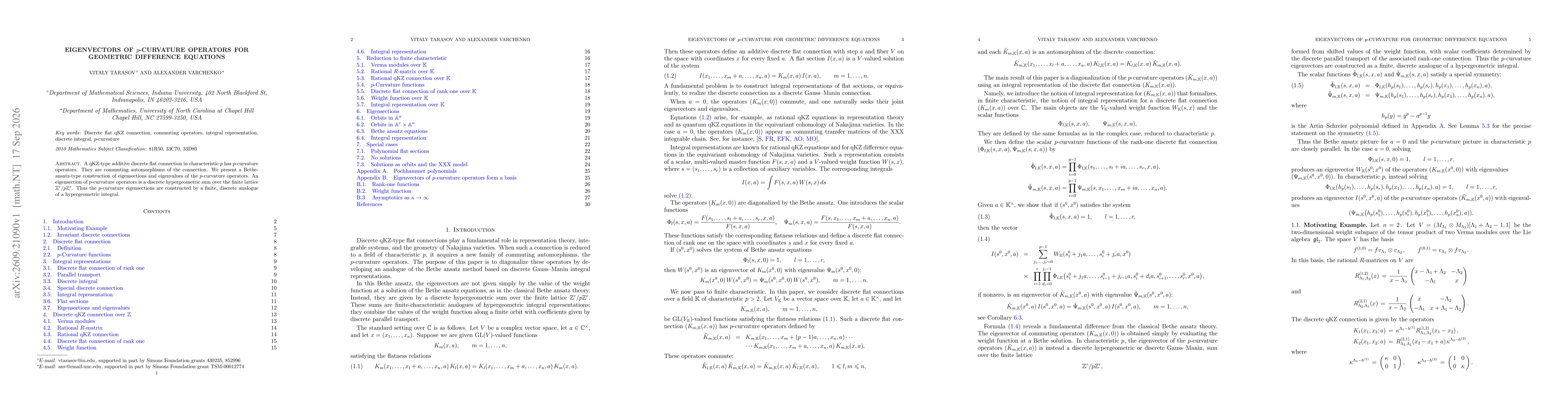 Thumbnail for Eigenvectors of $p$-Curvature for Geometric Difference Equations