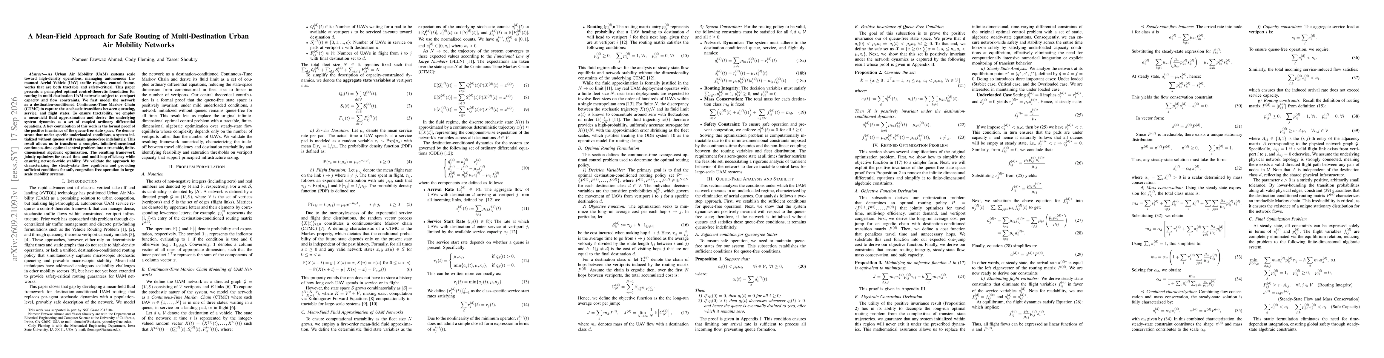 Thumbnail for A Mean-Field Approach for Safe Routing of Multi-Destination Urban Air Mobility Networks