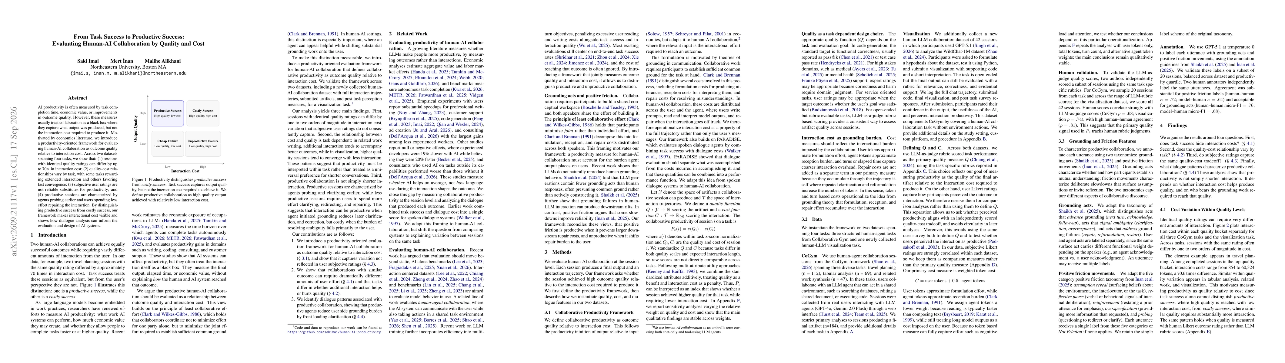 Thumbnail for From Task Success to Productive Success: Evaluating Human-AI Collaboration by Quality and Cost