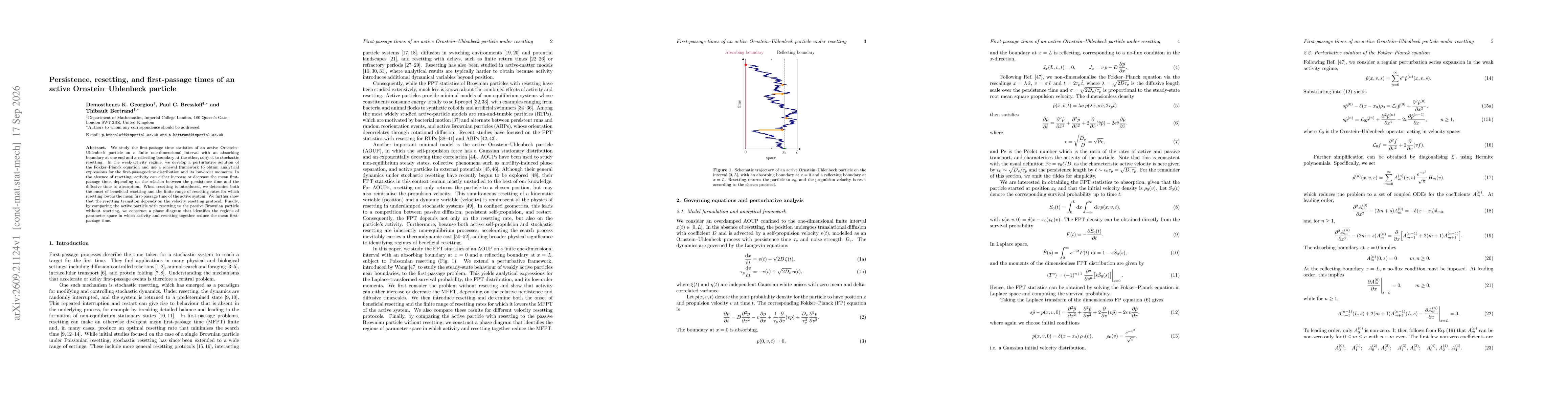 Thumbnail for Persistence, resetting, and first-passage times of an active Ornstein--Uhlenbeck particle